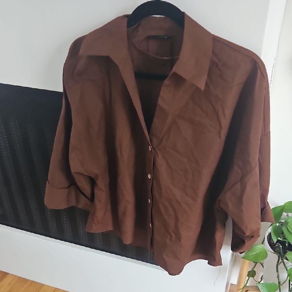 Zara Brown Button Down Shirt